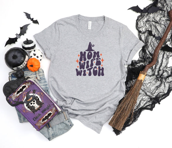 Mom wife witch athletic heather gray t-shirt