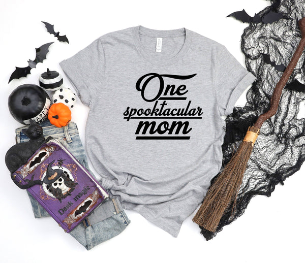 One spooktacular mom athletic heather gray t-shirt