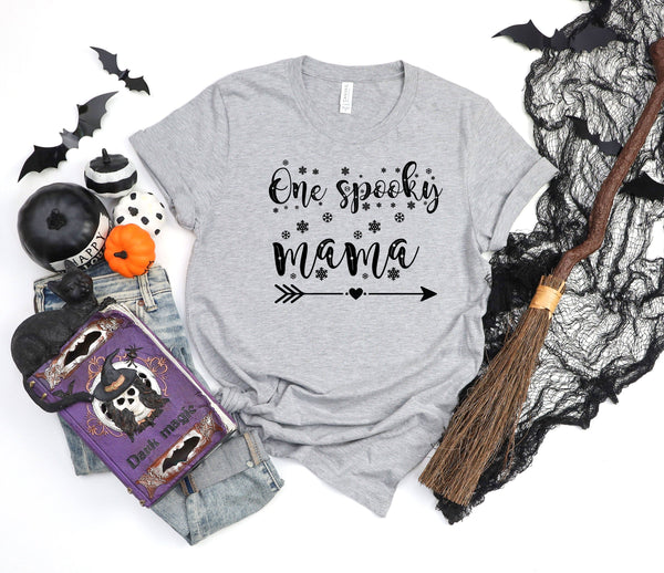 One spooky mama athletic heather gray t-shirt