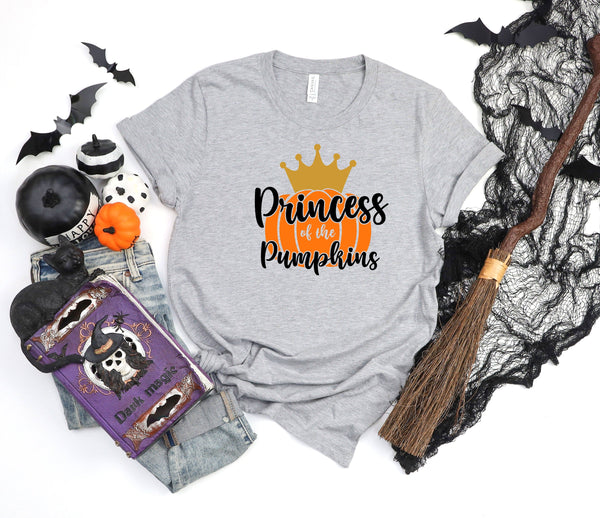 Princess of the pumpkin orange black athletic heather gray t-shirt