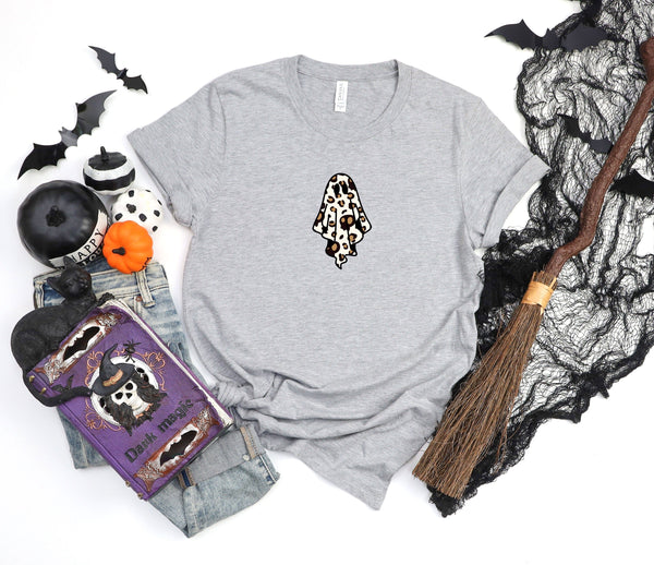 Spooky Ghost athletic heather gray t-shirt