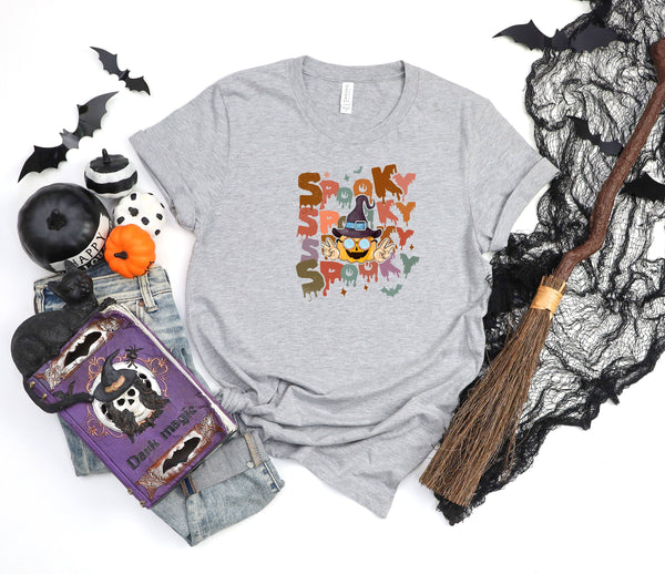 Spooky Spooky Spooky Spooky Peace Athletic Heather Gray T-Shirt