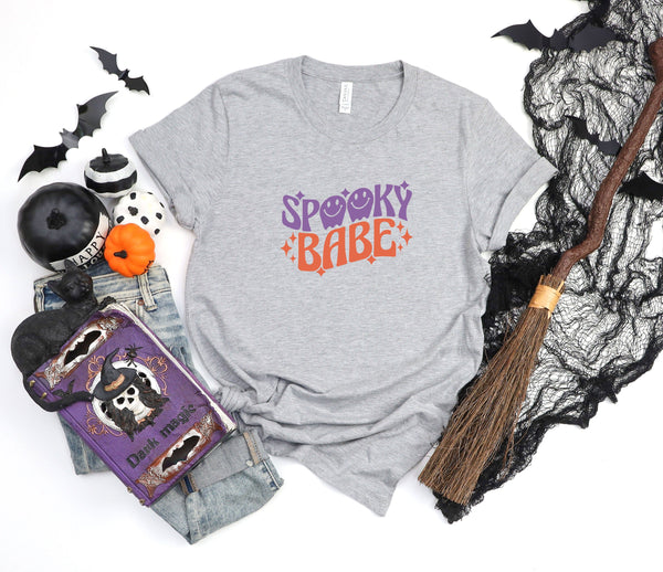 Spooky babe lite athletic heather gray t-shirt