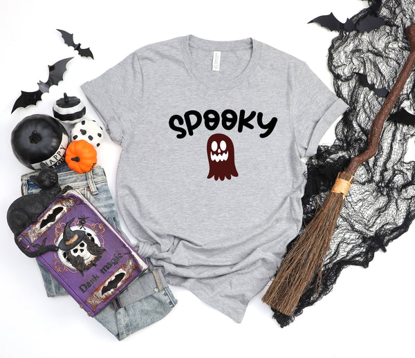Spooky brown ghost athletic heather gray t-shirt