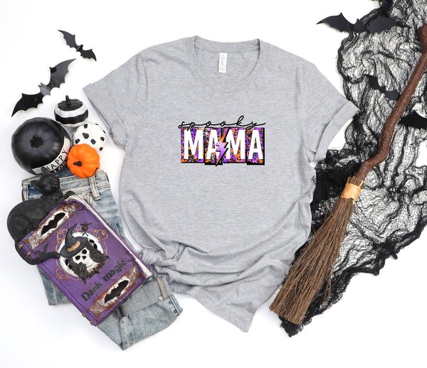 Spooky mama tie dye athletic heather gray t-shirt