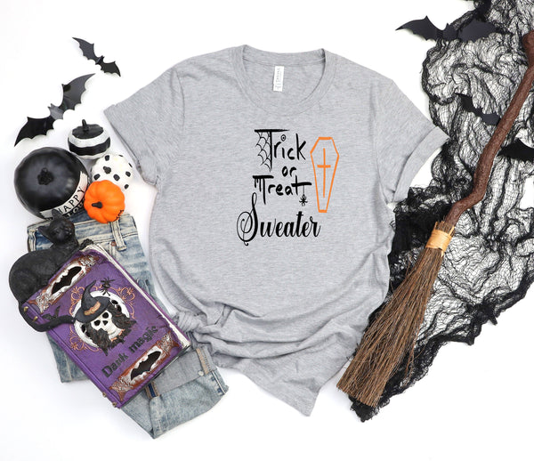 Trick or Treat Sweater athletic heather gray t-shirt