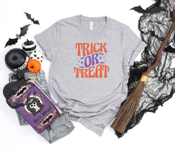 Trick or treat athletic heather gray t-shirt