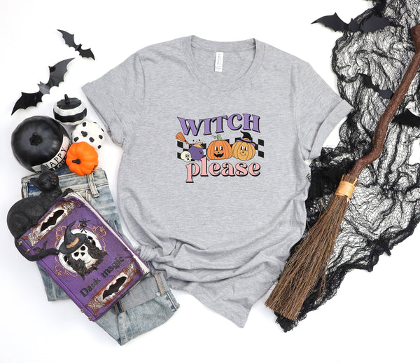 Witch please pumpkin athletic heather gray t-shirt