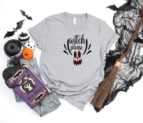 Witch please Scary face athletci heather gray t-shirt