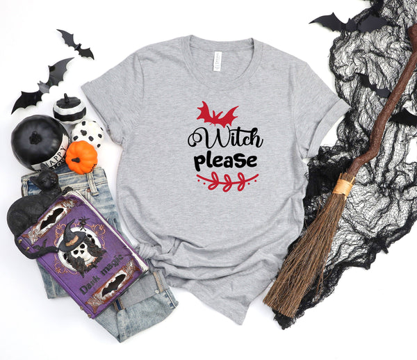 Witch please bat red athletic heather gray t-shirt t-shirt