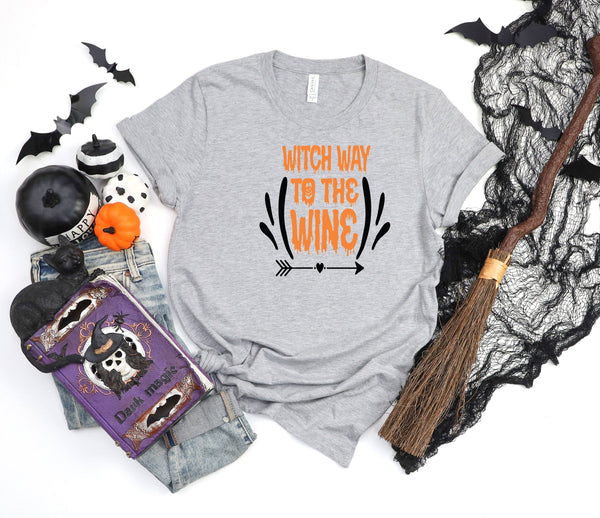 Witch way to the wine athletic heather gray t-shirt