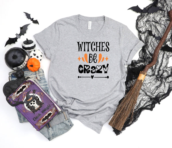 Witches be crazy hearts athletic heather gray t-shirt