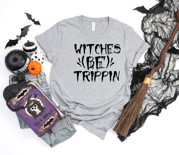 Witches be trippin athletic heather gray t-shirt