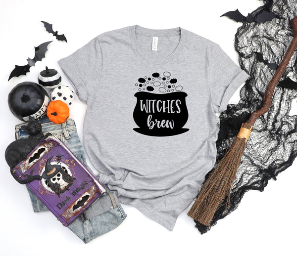 Witches brew pot smoke athletic heather gray t-shirt