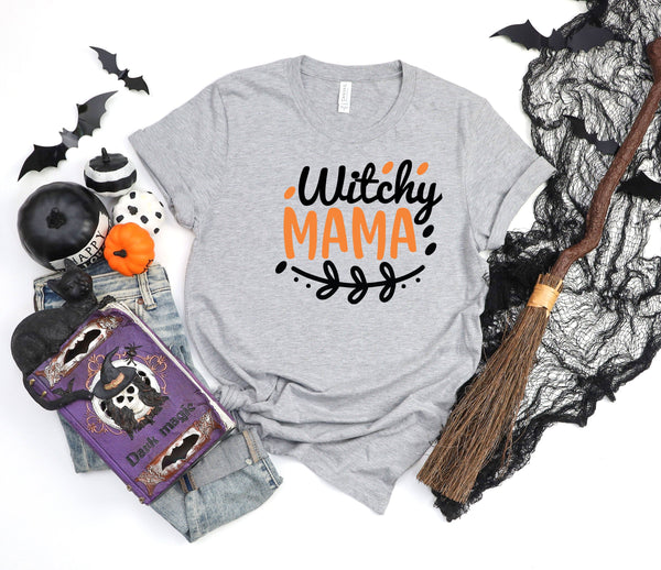 Witchy mama bold athletic heather gray t-shirt