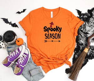 Spooky Season Arrow Ghost Faces Orange T-Shirts