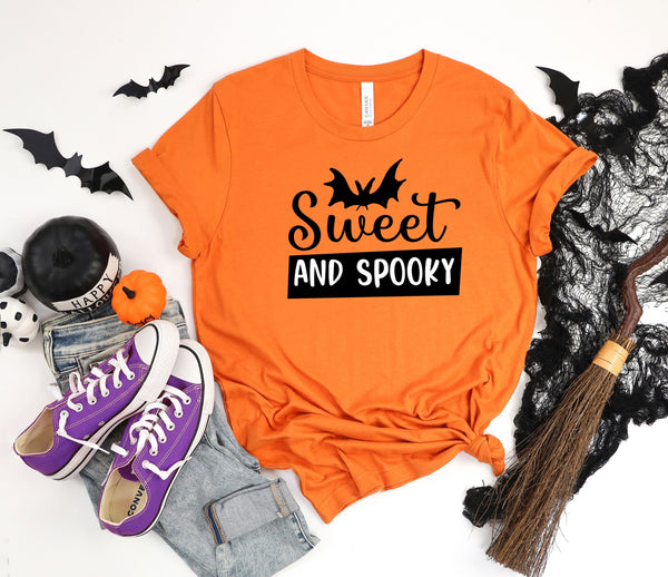 Sweet and spooky bat orange t-shirt