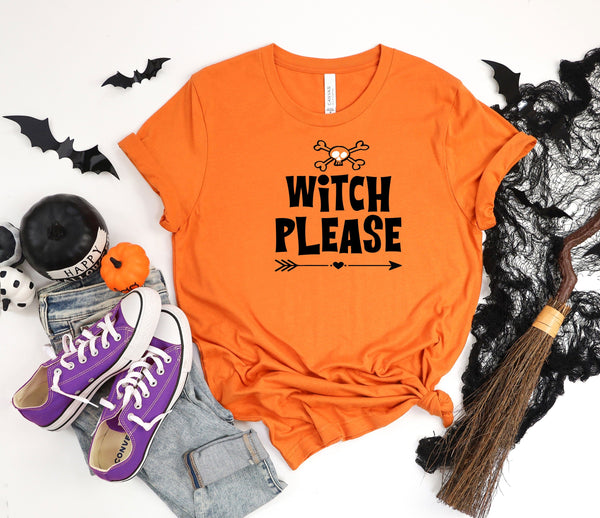 Witch please skull orange t-shirt