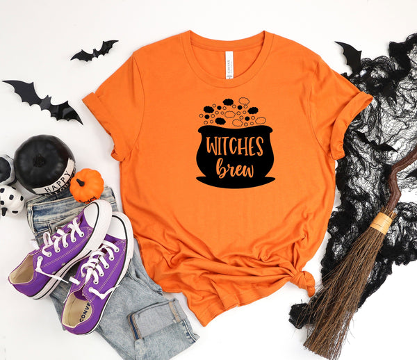 Witches brew pot smoke orange t-shirt