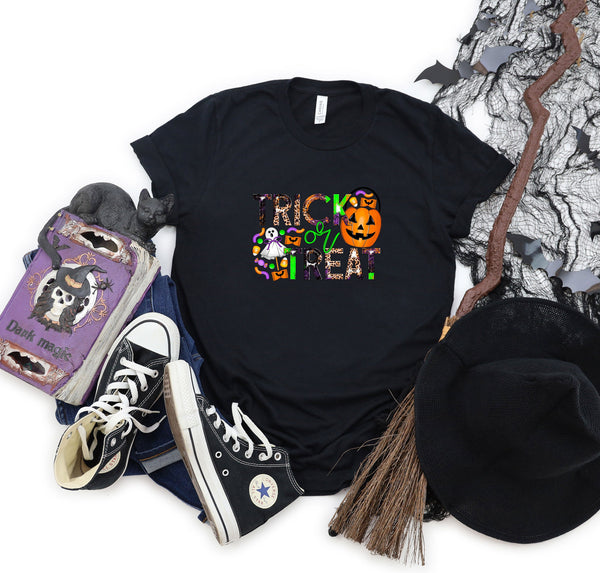 Trick or treat candy grunge blackt-shirt