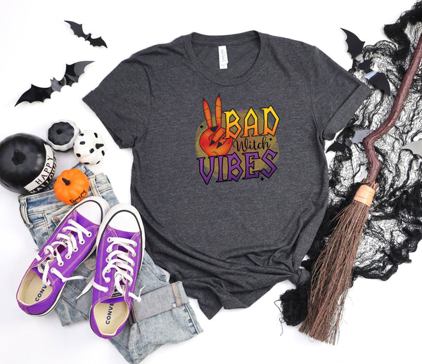 Bad Witch Vibes Peace Dark Grey T-Shirt