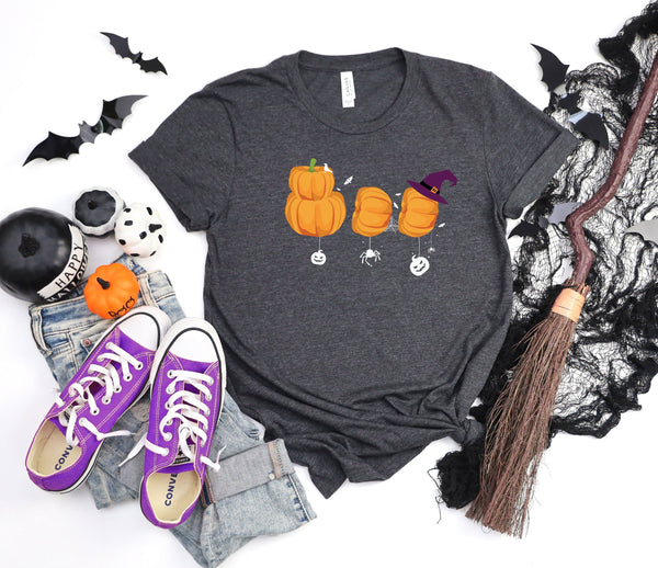 Boo Halloween Costume Ghost Pumpkin Witch dark grey t-shirt