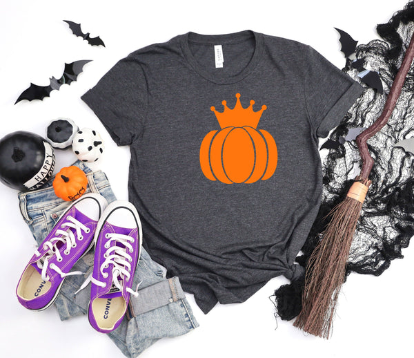 Pumpkin with crown dark grey t-shirt