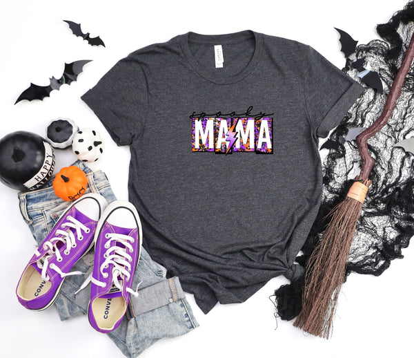 Spooky mama tie dye dark gray t-shirt