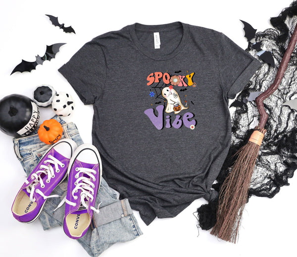     Halloween-Black-Spooky-vibe-peace  3300 × 3150px  Spooky vibe peace dark grey t-shirt