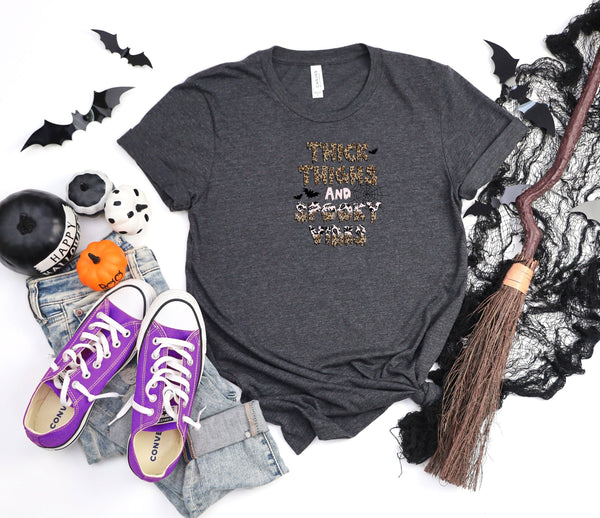 Thick things and spooky vibes dark gray t-shirt