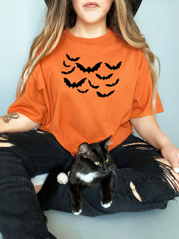 Bats halloween on Gildan Orange T-Shirt