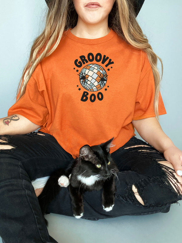 Groovy Boo on Gildan Orange T-Shirt