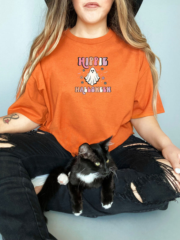 Hippie halloween on Gildan Orange T-Shirt