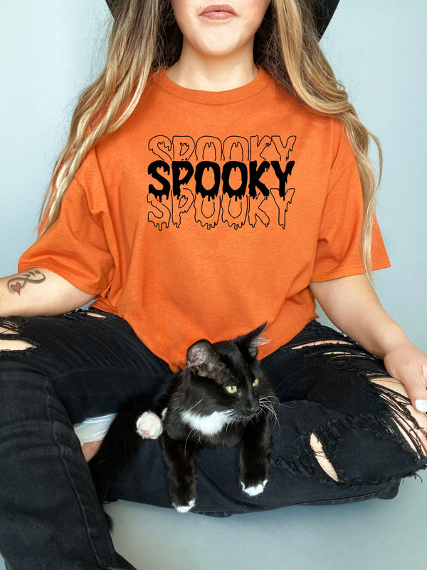 Spooky on Gildan orange t-shirt