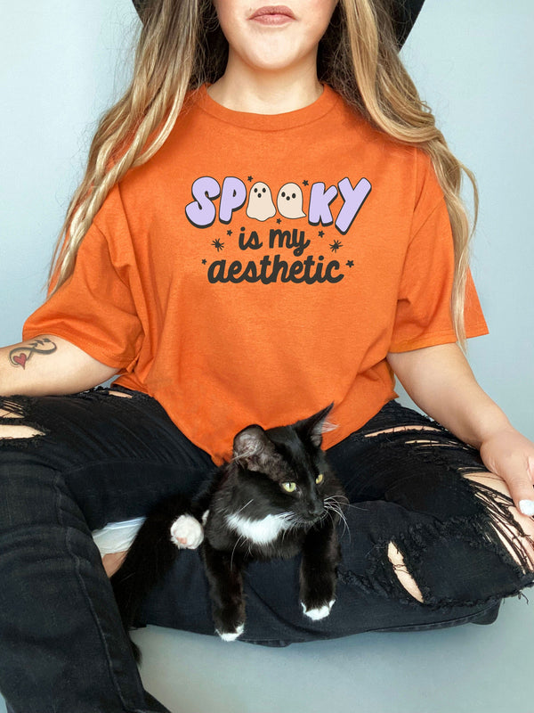 Spooky is my Aesthetic on Gildan Orange T-Shirt