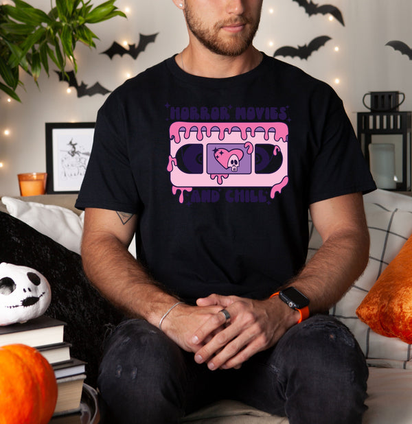 Horror Movies and Chill on Gildan Men T-Shirt