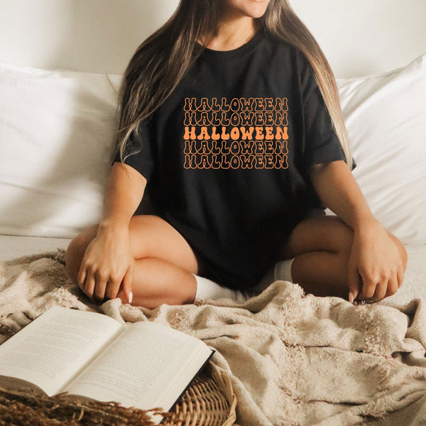 Halloween on Gildan Women Black T-Shirt