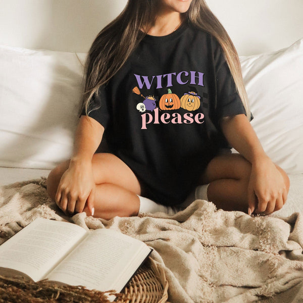 Witch please pumpkin on Gildan women black t-shirt