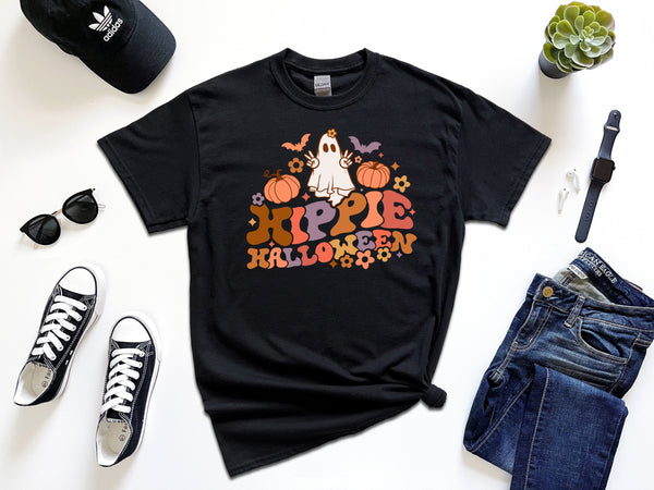 Hippie halloween pumpkin on Gildan T-Shirt