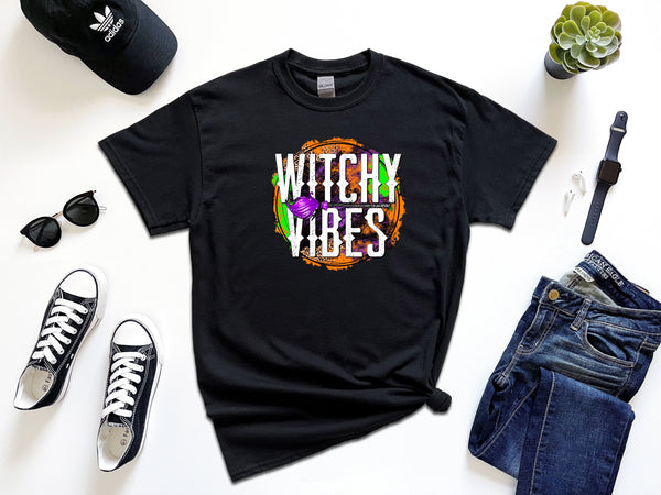 Witchy vibes grunge circle on Gildan t-shirt
