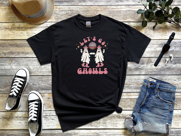 Lets Go Ghouls on Gildan Black T-Shirt