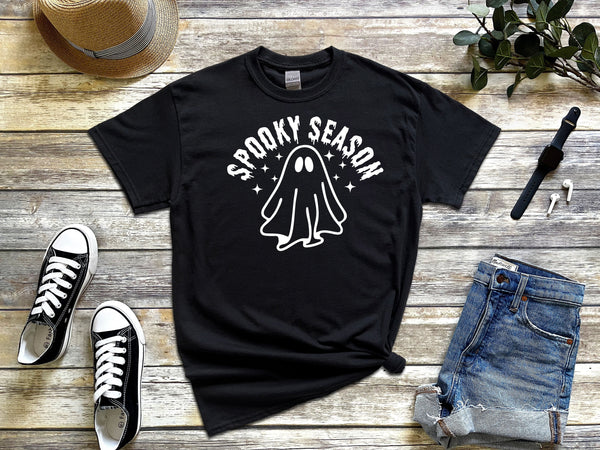 Spooky Season White on Gildan Black T-Shirt