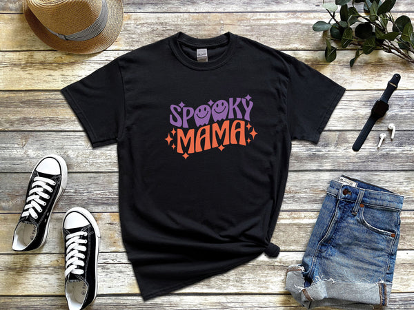 Spooky mama on Gildan black t-shirt