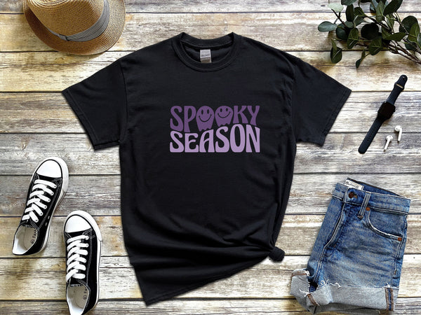 Spooky seasons on Gildan black t-shirt