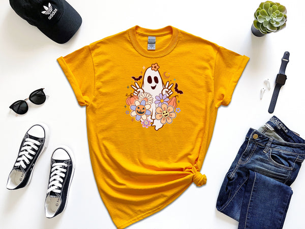 Flower ghost on Gildan Gold T-Shirt