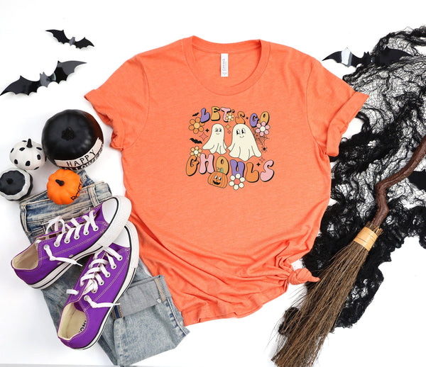 Let's go ghouls coral t-shirt