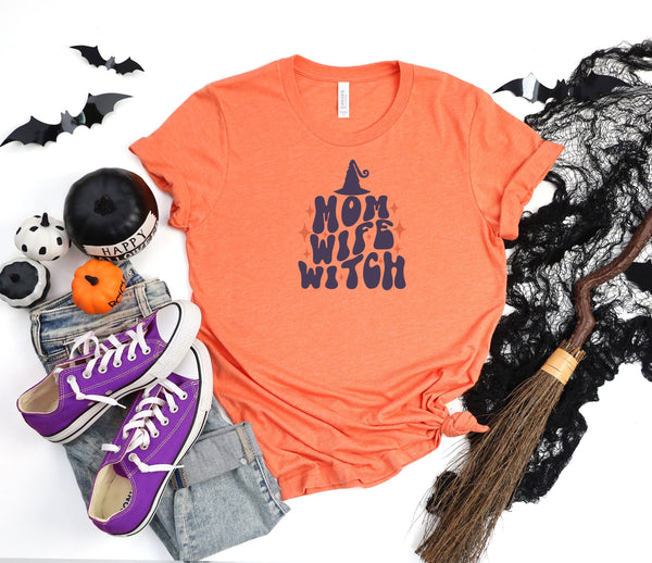 Mom wife witch coral t-shirt
