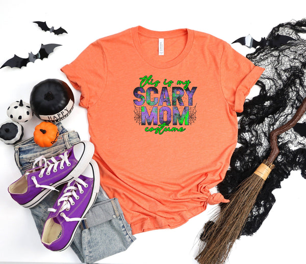 Scary mom costume green coral t-shirt