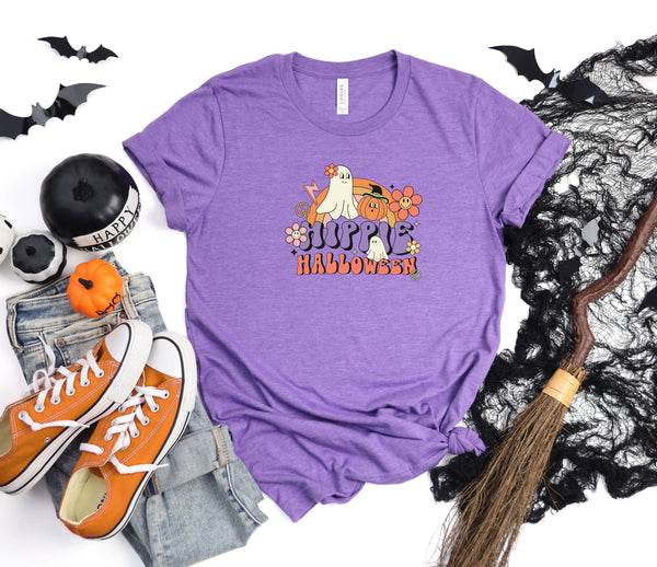 Hippy halloween pumpkin orchid t-shirt