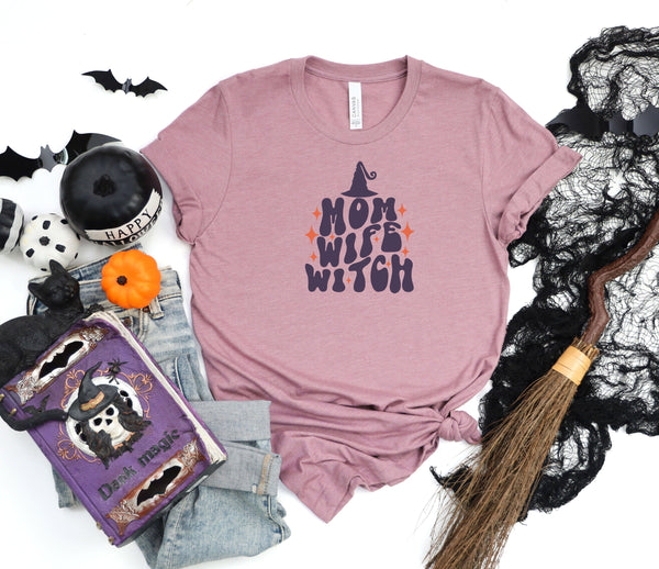 Mom wife witch peach t-shirt